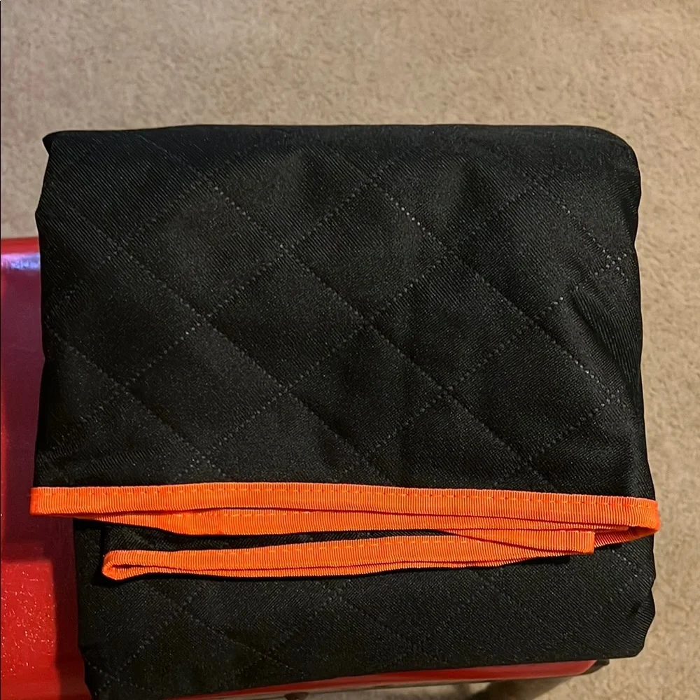 Active USA Extra Durable Black with Orange Trim Back Seat Cover for pets.